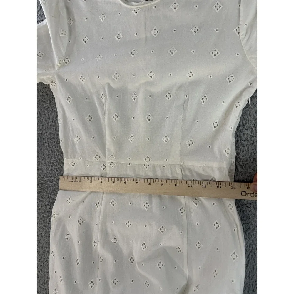 Doen Dress Womens XS White Eyelet Embroidered Cotton Bell Sleeve Midi Boho India